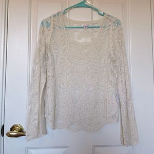 Target sheer cream bohemian lace top size S